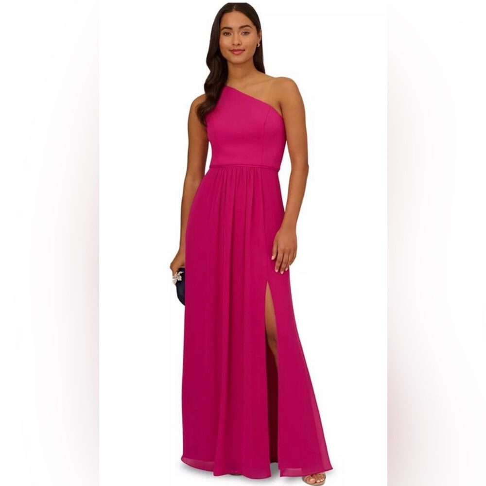Adrianna Papell Fuchsia One-Shoulder Dress
